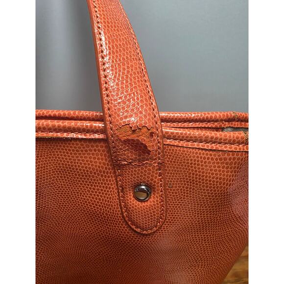 Patent Leather LAUREN RALPH LAUREN Women Handbag Orange Logo Purse Statement Zip - Picture 3 of 10